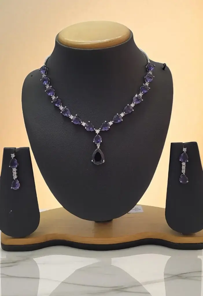 Cz Sone Necklace (Purple)