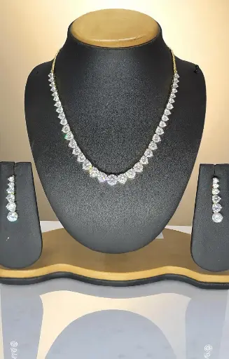 Long Gold Polish Solitaire Necklace